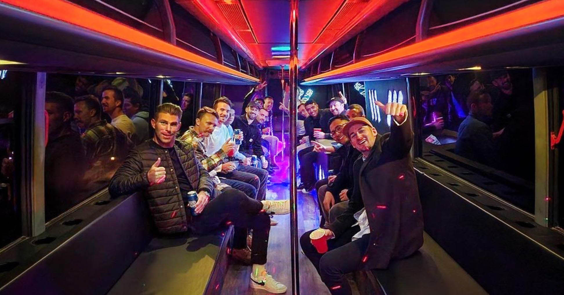 Bachelor Party starting on the party Bus